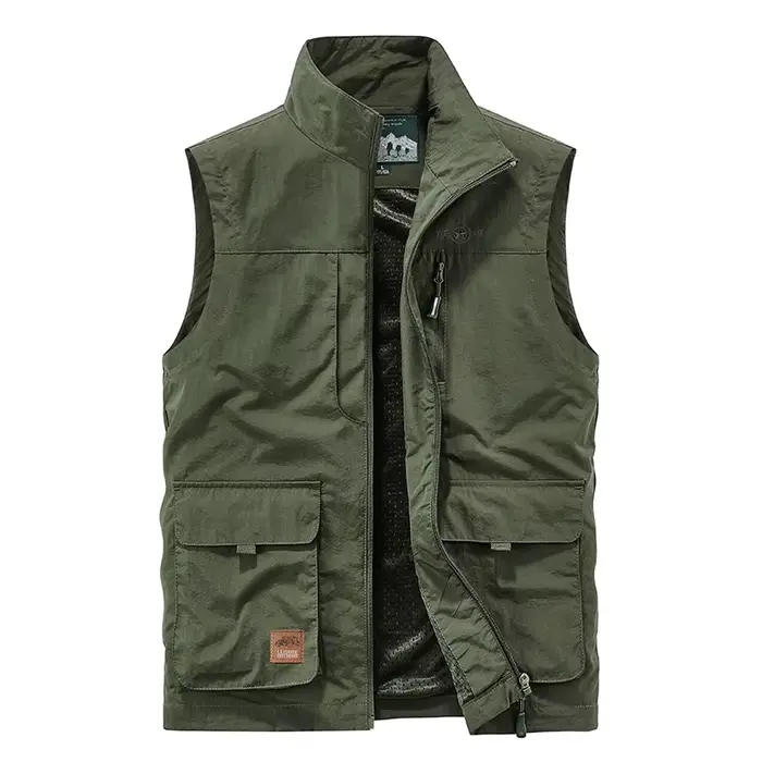 Gilet homme pêche randonnée multi-poches léger style utilitaire décontracté été printemps