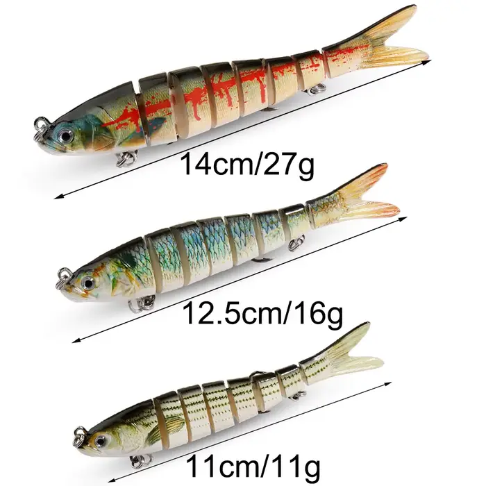 GOBAIT Swimbait 11g-27g multi-articulé - leurre coulant pour bass et carpe - hameçon triple