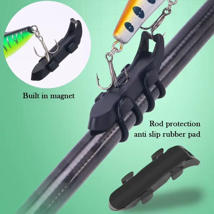 1-10 pièces porte-hameçons magnétique avec anneaux caoutchouc fixation canne appâts leurres accessoires