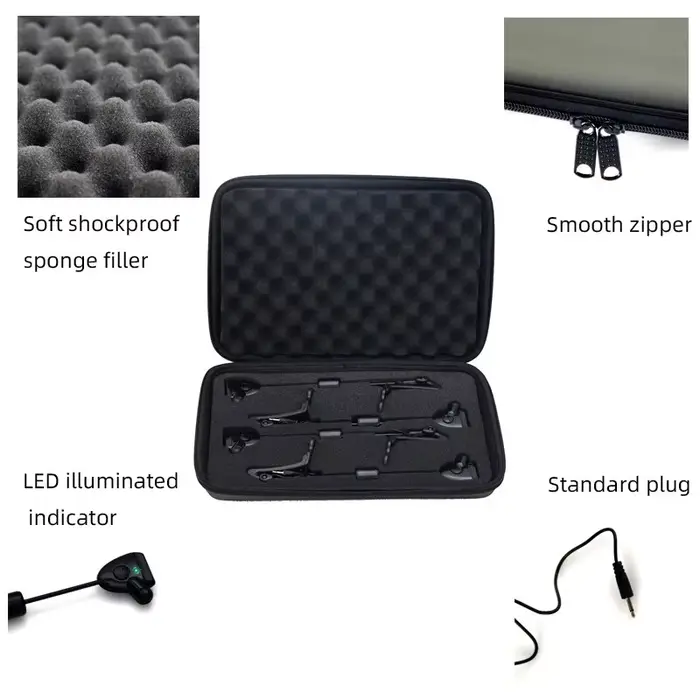 Set JSFUN 4 Porte-Détecteurs de Touche Lumineux Multicolores - Swingers LED pour Pêche Carpe en Étui