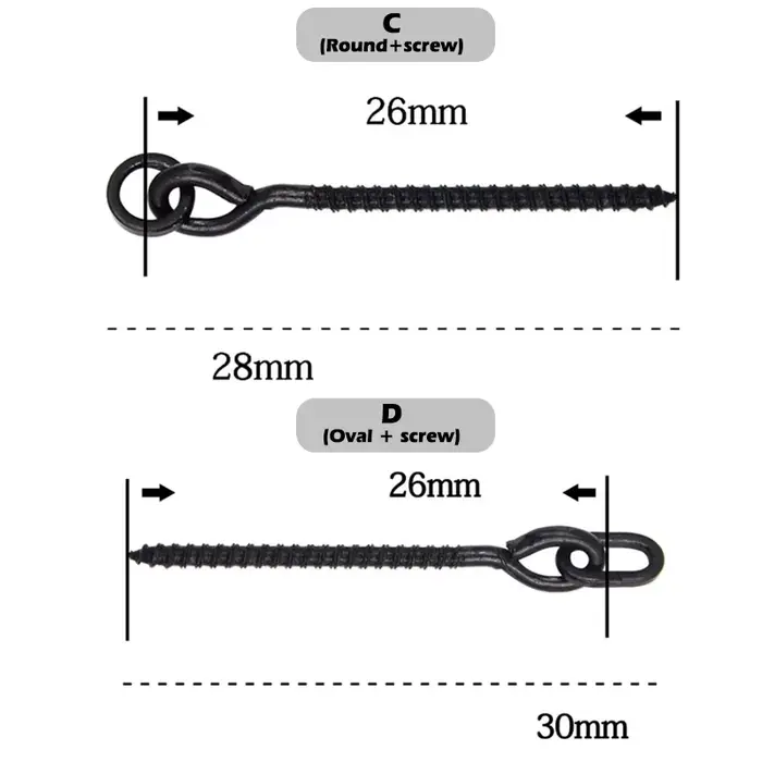 20 connecteurs d'appâts pour pêche à la carpe - D-rig chod rig européen avec vis annulaire rotative