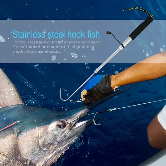Gaffe télescopique pêche en mer acier inoxydable, crochet harpon souple pour poissons et accessoires de pêche