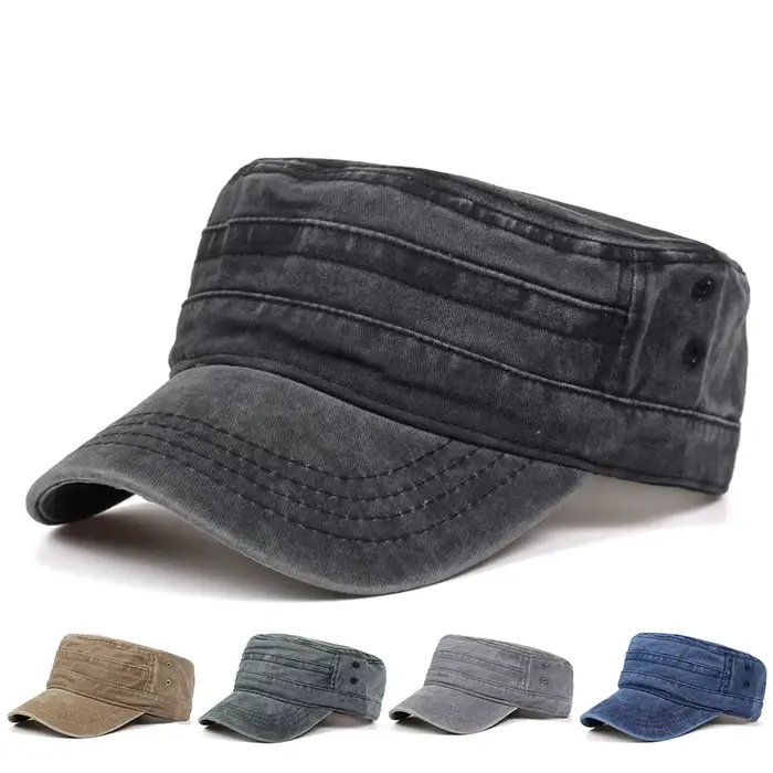 Casquette plate vintage homme ajustable épaisse pour l'hiver - Chapeau militaire chaud pêche
