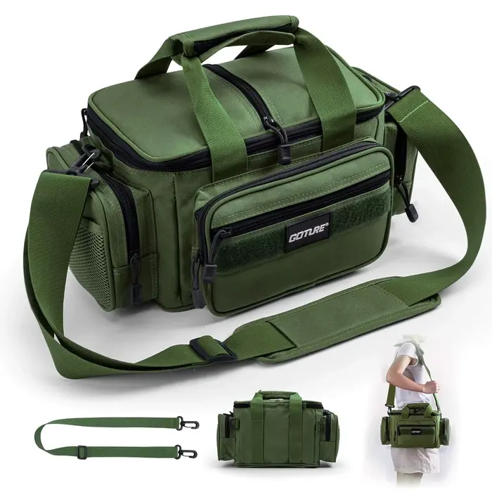 Sac à dos de pêche Goture 38x23x19cm haute capacité - Sac polyvalent Oxford 600D pour pêche et outdoor