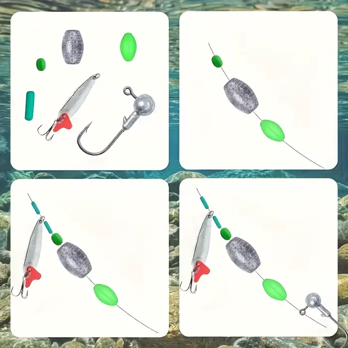 200 perles luminescentes vertes pour flotteurs de pêche - Accessoires leurres ovales