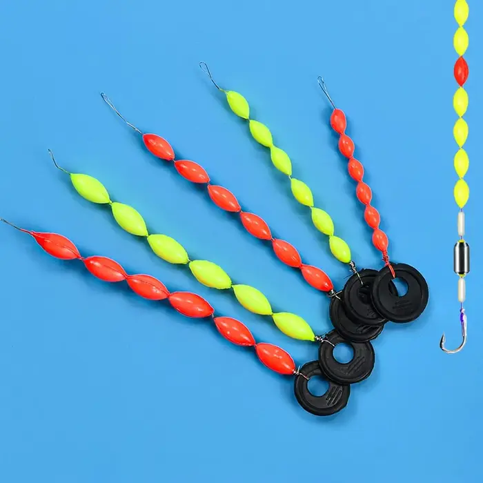 60 flotteurs pêche 6 en 1 type étoile - Perles en mousse stoppe-ligne 7 étoiles