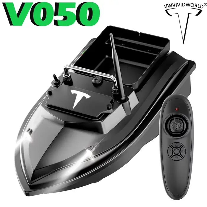 Bateau appât télécommandé 500m 2kg charge - vitesse fixe étanche lumière nuit pêche