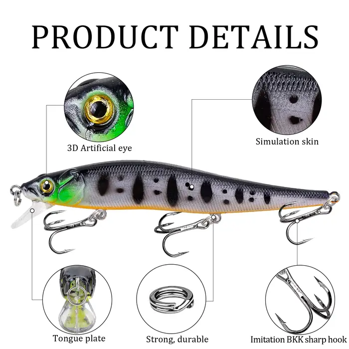 Leurre de pêche 115mm 14g Minnow Crankbait - Appât artificiel pour brochet, perche et carpe