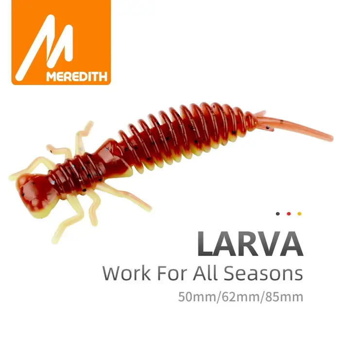 Leurres Souples Larves 50mm MEREDITH 10pcs - Vers Silicone Pêche Bass Brochet Jigging Minnow