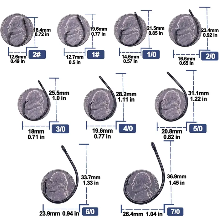 Hameçons circle inline pêche mer silure 25-100 pièces large ouverture non-déportés