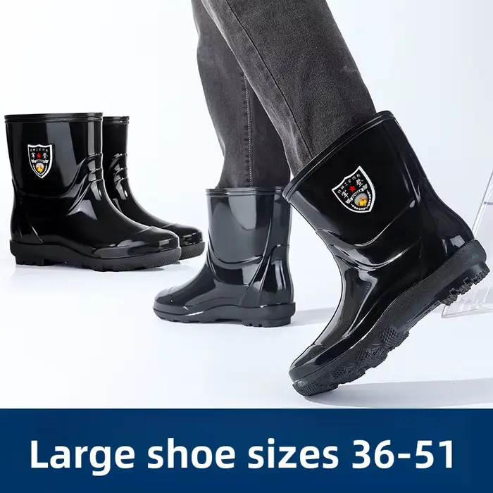 Bottes de pluie homme grande taille tube haut épaisses antidérapantes pêche chaudes tailles larges
