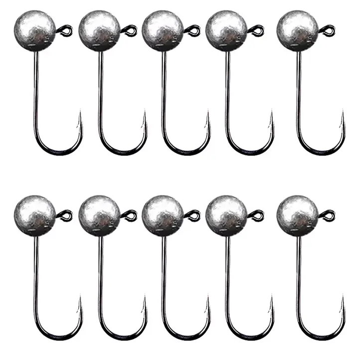 Lot de 10 têtes plombées rondes pour leurres souples 1g 2g 3.5g 5g 7g 10g hameçon