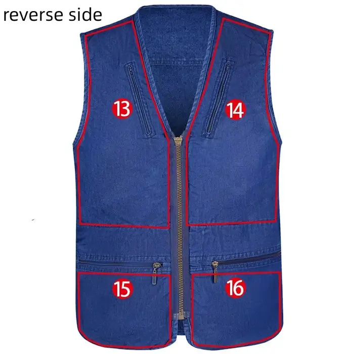 Veste sans manches en jean coton homme 16 poches casual outdoor plus taille 5XL
