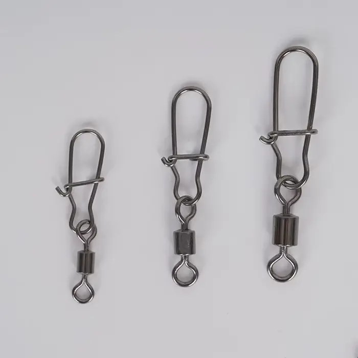 100 pièces roulements émerillons pêche avec mousqueton acier inoxydable pour leurres et appâts