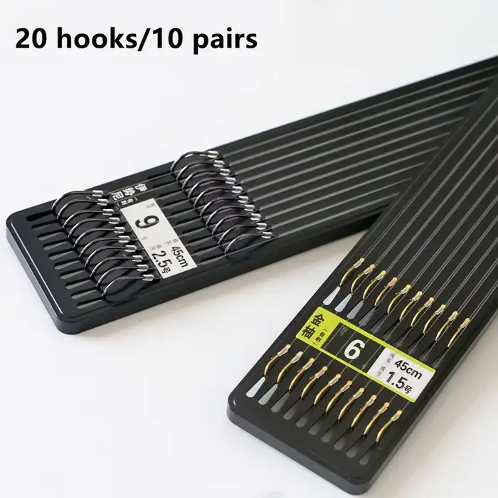 Double hameçons manuels pour appâts - 20 hameçons pêche fine avec emballage premium
