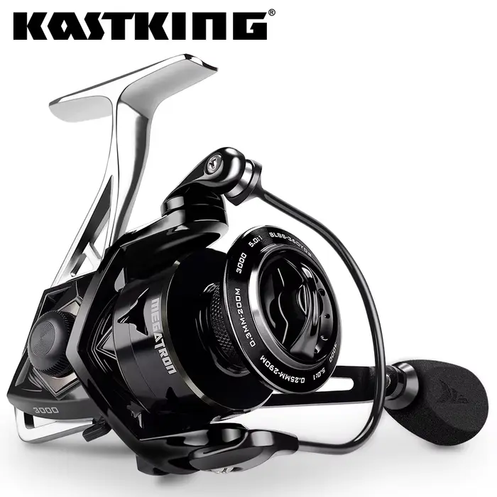 Moulinet spinning KastKing Megatron - 18kg de drag, 7+1 roulements, spool aluminium pour mer