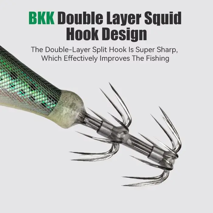 Kit 14 leurres lumineux horizontal squid jig bois crevette avec hameçons BKK pour pêche au calmar