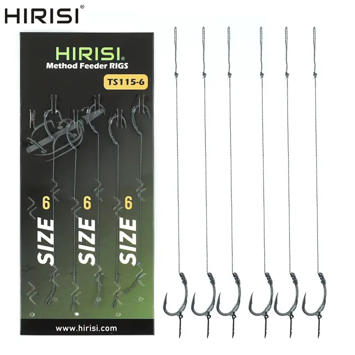 Bas de ligne prêts Hirisi TS115 - 6 montages pour pêche au feeder - Accessoires carpe