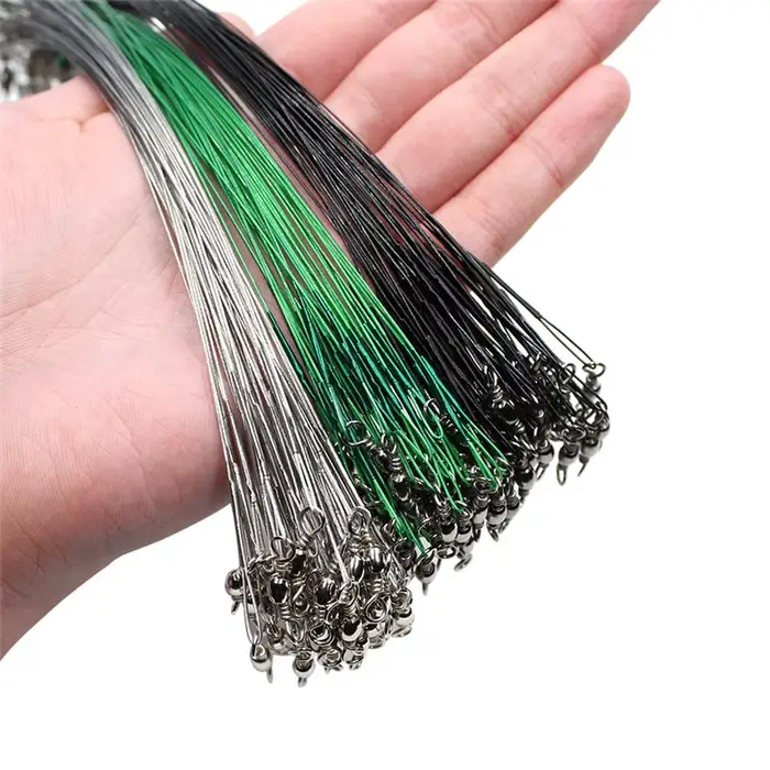 Aorace 20 fils d'acier anti-empoissonné avec émerillon, bas de ligne plombé pour pêche (15 à 50 cm)