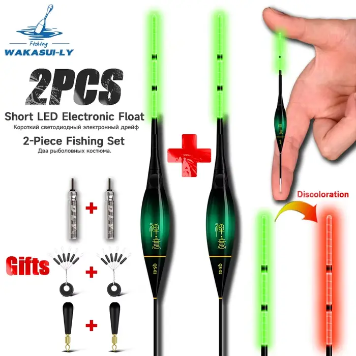 Set 2 pièces flotteurs électroniques LED nuit - détection gravité changement couleur équipement pêche