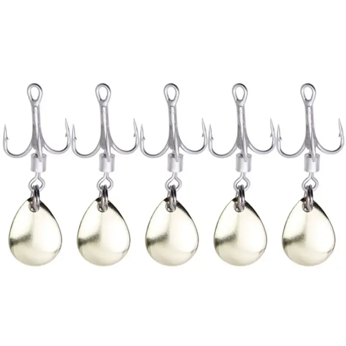 Pack de 5 hameçons triples avec palette spinner pour leurres pêche mer - Kit appâts carnassiers