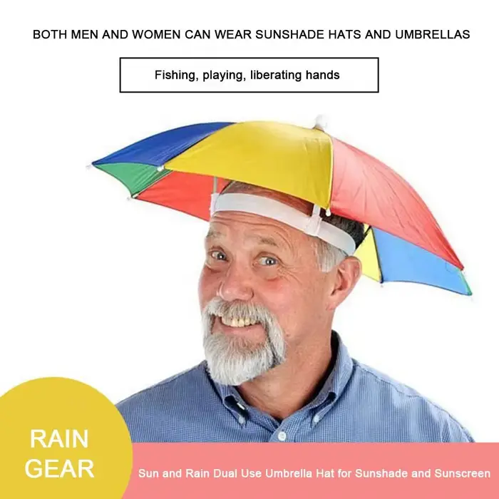 Chapeau parapluie outdoor pliable anti-vent - Équipement pêche portable pour plage camping