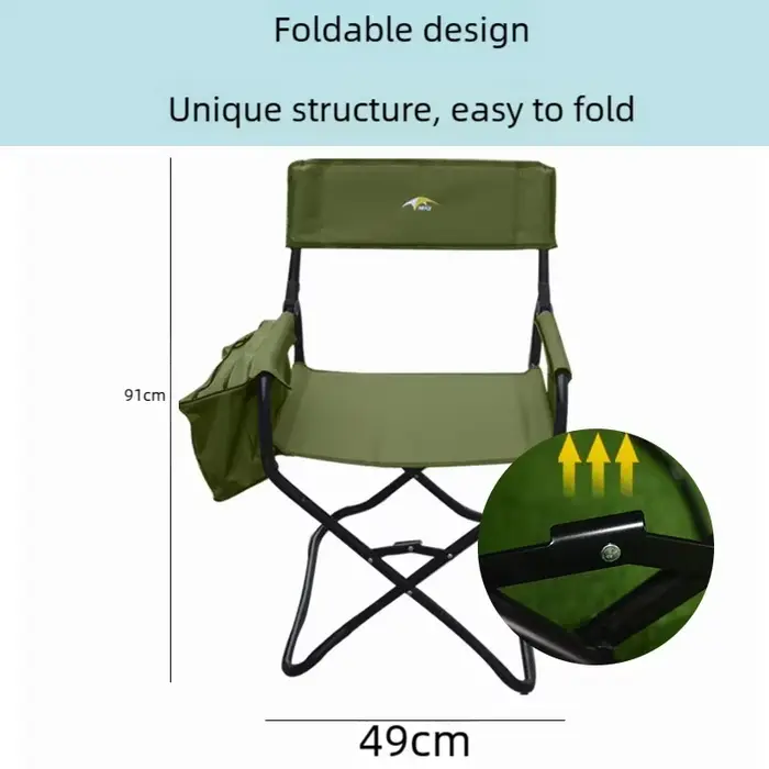 Fauteuil directeur renforcé pêche avec poche de rangement pour sessions prolongées et pêche carpfishing
