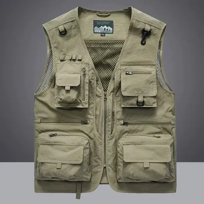Veste tactique pêche homme 2025 avec poches multiples - Veste sans manches mesh pour photographe été