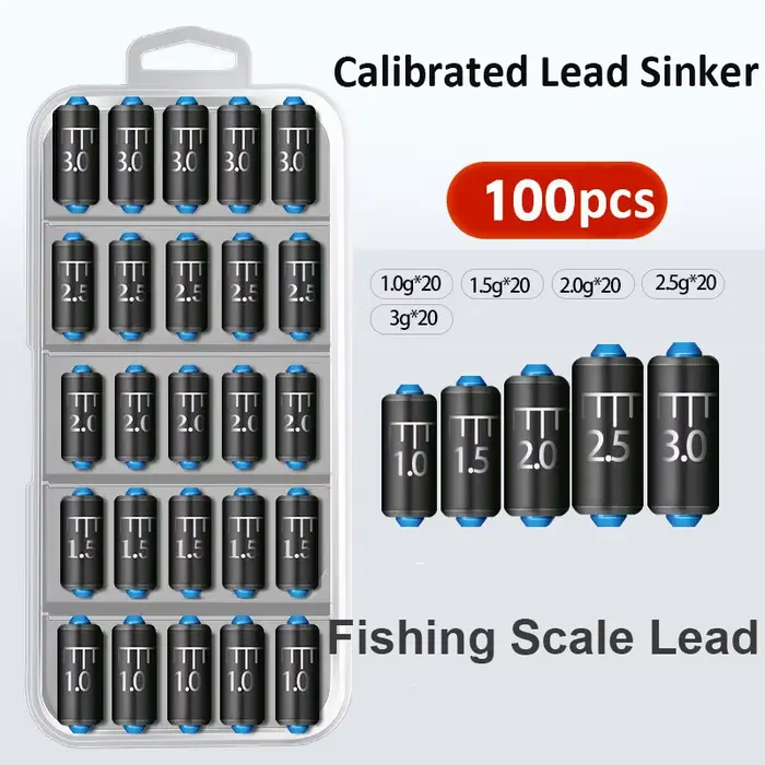 Plombs de pêche plombés 100 pièces 1.0g à 3.0g pour lancer loin et précis, pêche au leurre et surfcasting
