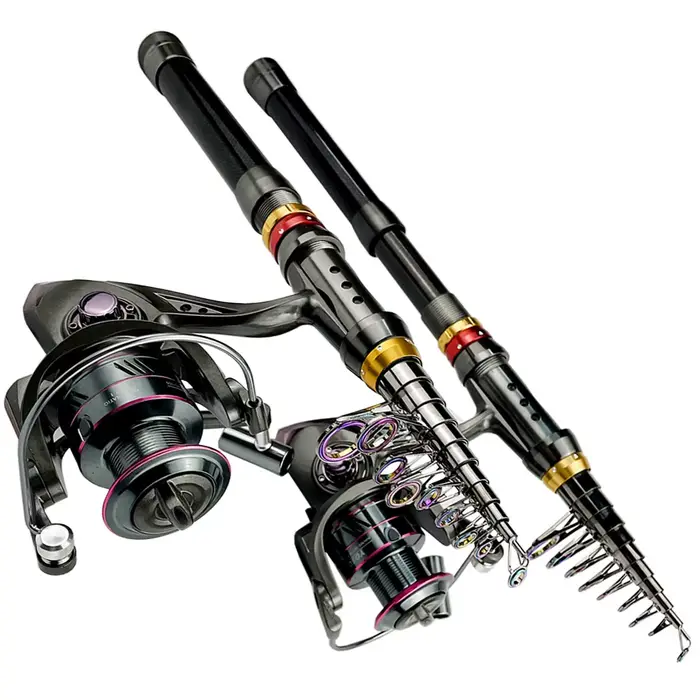 Combo Canne Télescopique Carbone 1.8 à 3.6m Très Raide avec Moulinet Spinning - Résistance 3-8kg