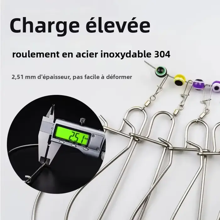 Attache pêche inox Linnhue pour poissons vivants avec mousqueton et accessoires de pêche