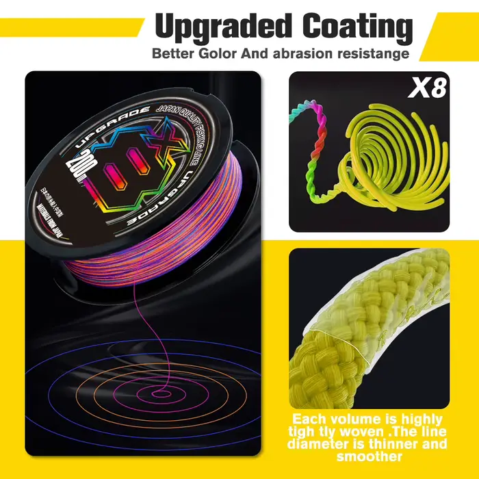 Ligne pêche mer X-BRAID X8 japonaise 8 brins 500M-1000M super résistante eau salée multicolore PE