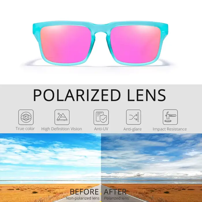 Lunettes de soleil polarisées Kdeam 2025 pour pêche - Verres miroir rouges unisexes tendance
