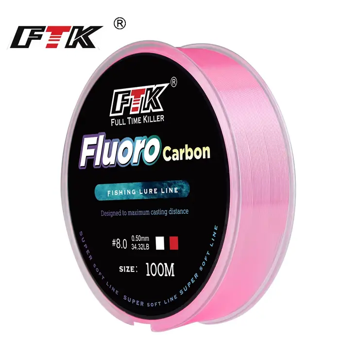FTK 100m Fluorocarbone 4.13-34.32LB 0.14mm-0.5mm Rose Ligne Pêche Mouche - Super Souple