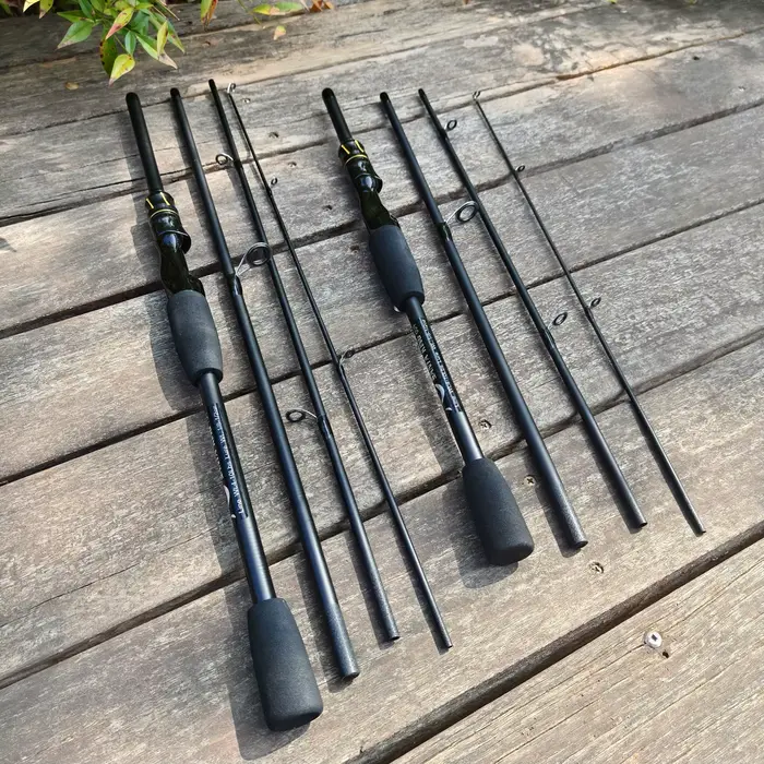 Canne pêche carbone Santa King 4 sections portable - Manche EVA pour voyage pêche basse eau douce