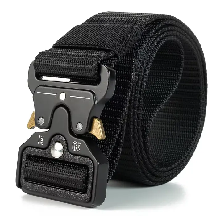 Ceinture tactique rapide dégagement pêche chasse - Ceinture nylon souple unisexe noir outdoor