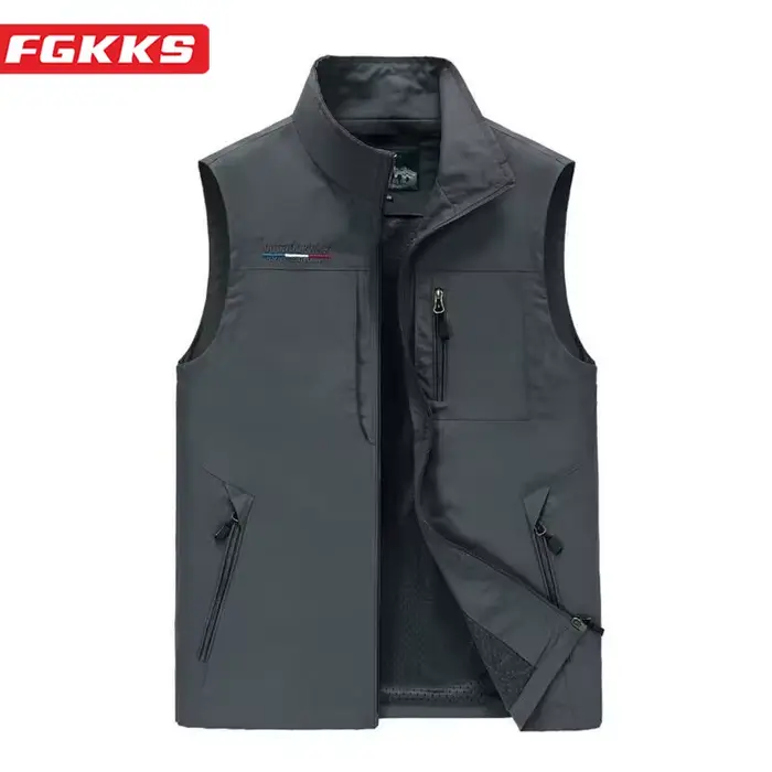 Veste pêche homme FGKKS 2023 - Veste photographie poche grande respirante pêche loisir extérieur
