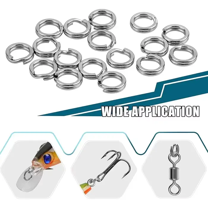 Anneaux de pêche inox 5 tailles haute résistance 200/250pcs pour leurres et boîte de pêche