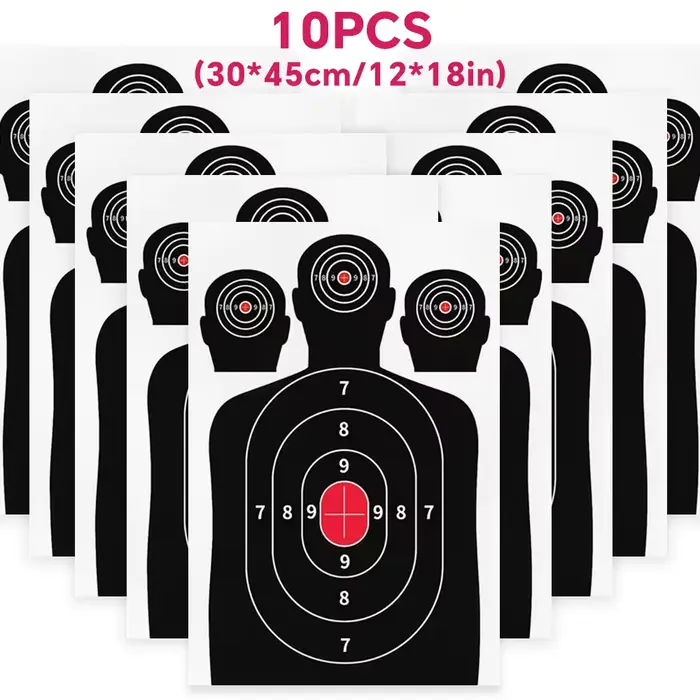 10 cibles papier silhouette 30x45cm pour stand tir pêche arc pistolet fusil - Accessoire polyvalent