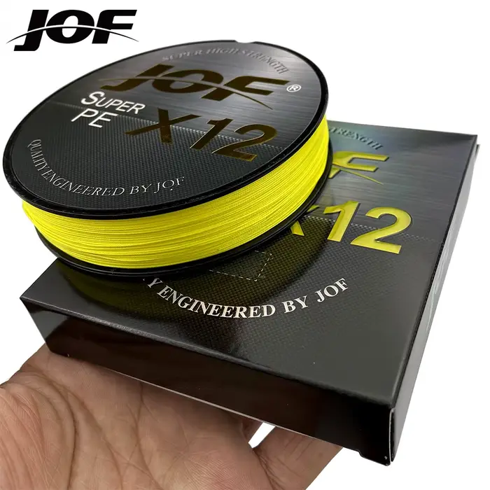 Ligne de pêche JOF multifilament 12 brins PE 300m, haute résistance à l'abrasion pour pêche sportive
