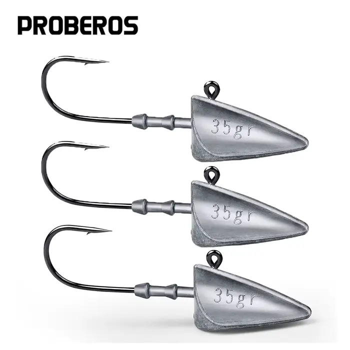 Têtes plombées triangulaires 5 pièces 7g à 35g avec hameçons aiguisés pour pêche au jig