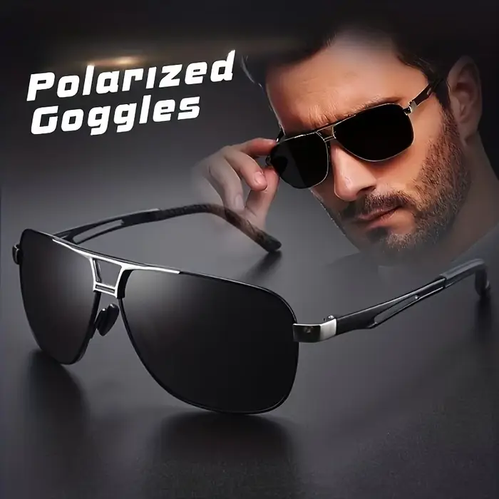 Lunettes pilote gradient fashion pour hommes - Grande monture anti-reflets UV400 - Style luxe pêche