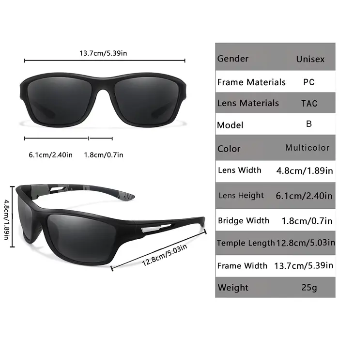Lunettes de soleil polarisées unisexes UV400 pour pêche vélo randonnée avec verres anti-éblouissement