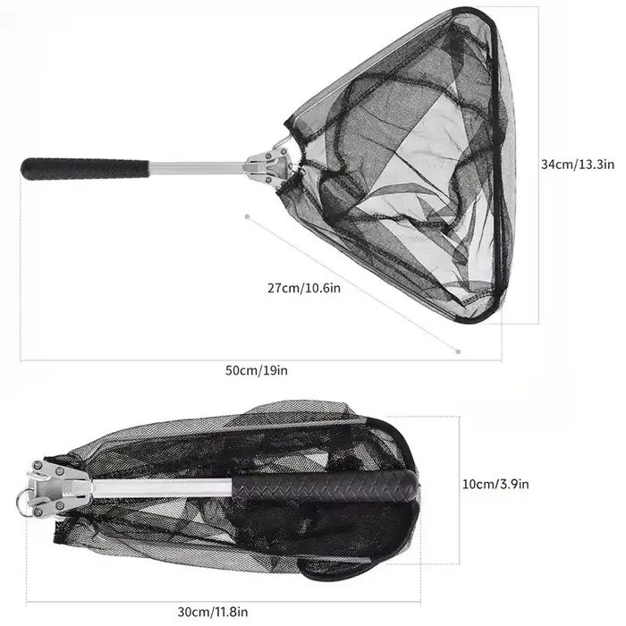 Filet de pêche pliant robuste avec perche télescopique 1,80m ou 2,40m pour kayak, truite, brochet, sandre et carpe