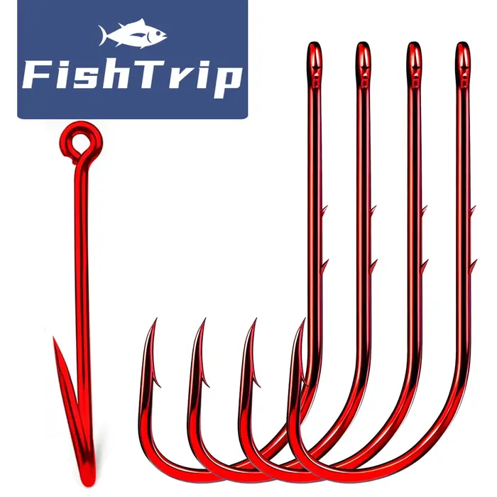 Hameçon longue tige Red Baitholder pour pêche en mer, appâts vers et carnassiers, acier haute carbone résistant