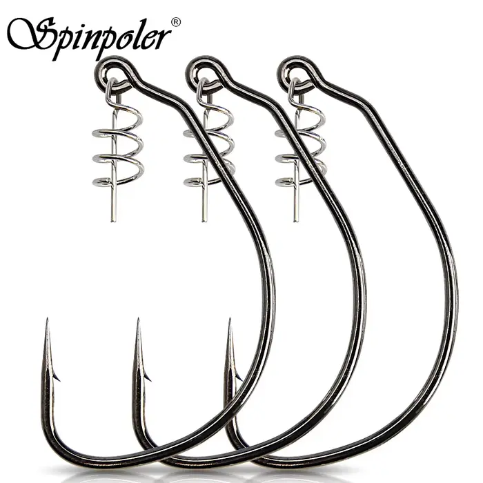 Hameçons leurres souples Spinpoler sans plomb large ouverture 3x renforcés pour pêche en mer