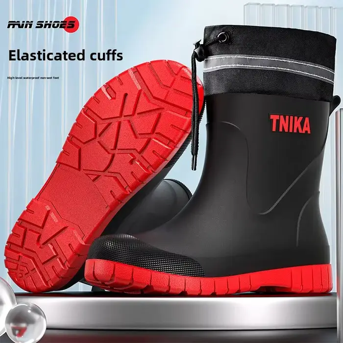 Bottes de pêche mi-mollet imperméables antidérapantes avec semelle EVA - Chaussures réfléchissantes sécurité