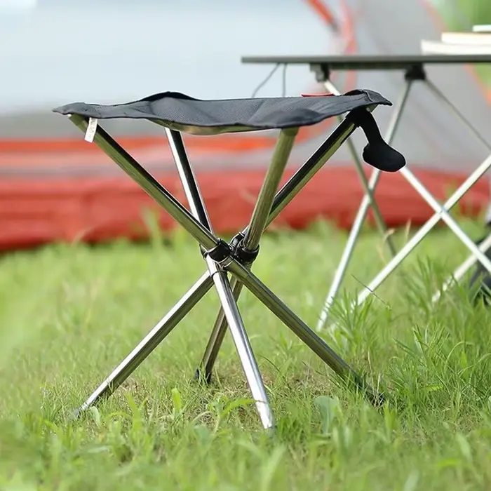 Tabouret pliant trépied pêche portable - Siège camping compact pour plage et rivière