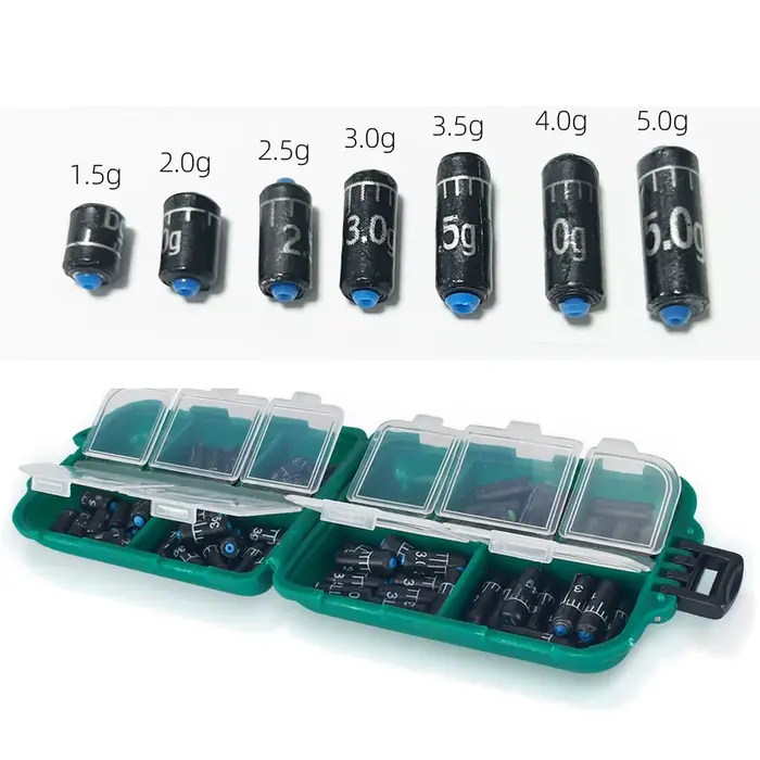 DNDYUJU 25-130pcs/box Lead Sinker Fishing Ruler Lead Set Quick Replace 1.5g-5.0g