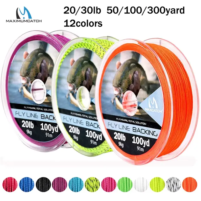 Ligne de backing pour pêche à la mouche 100/300 yards 20/30LB, tresse multicolore résistante